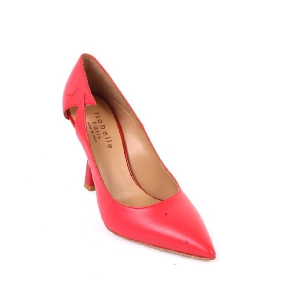 Isabelle 801z Red Leather Stiletto Heels Pointy Toe Pumps